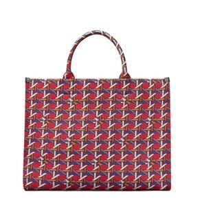 Authentic Tory Burch tote NWT Red Patterned Tote Bag